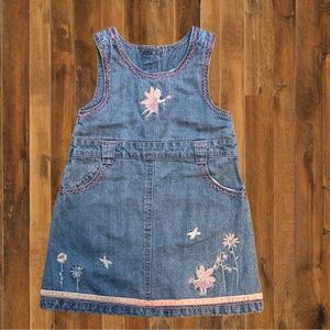 Girls Fairy Embroidered Denim Jumper Dress – Size 2T